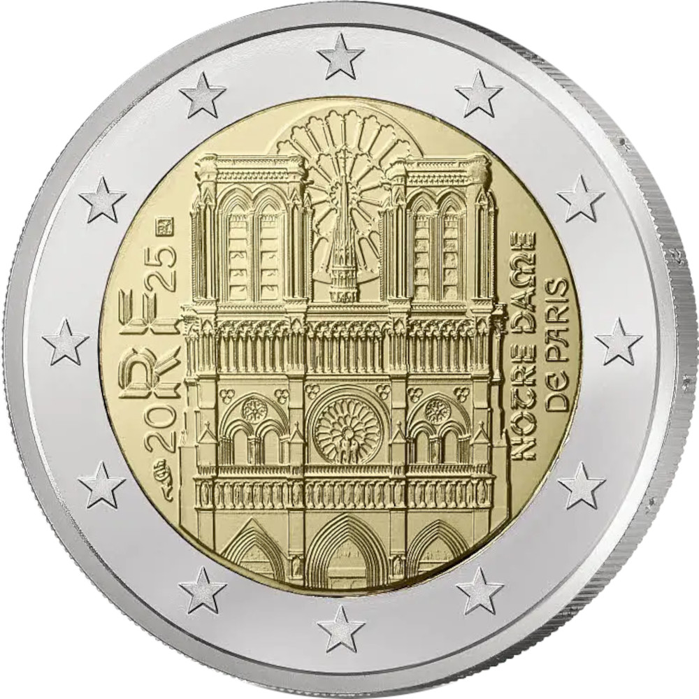 França 2 euros 2025 Notre-Dame